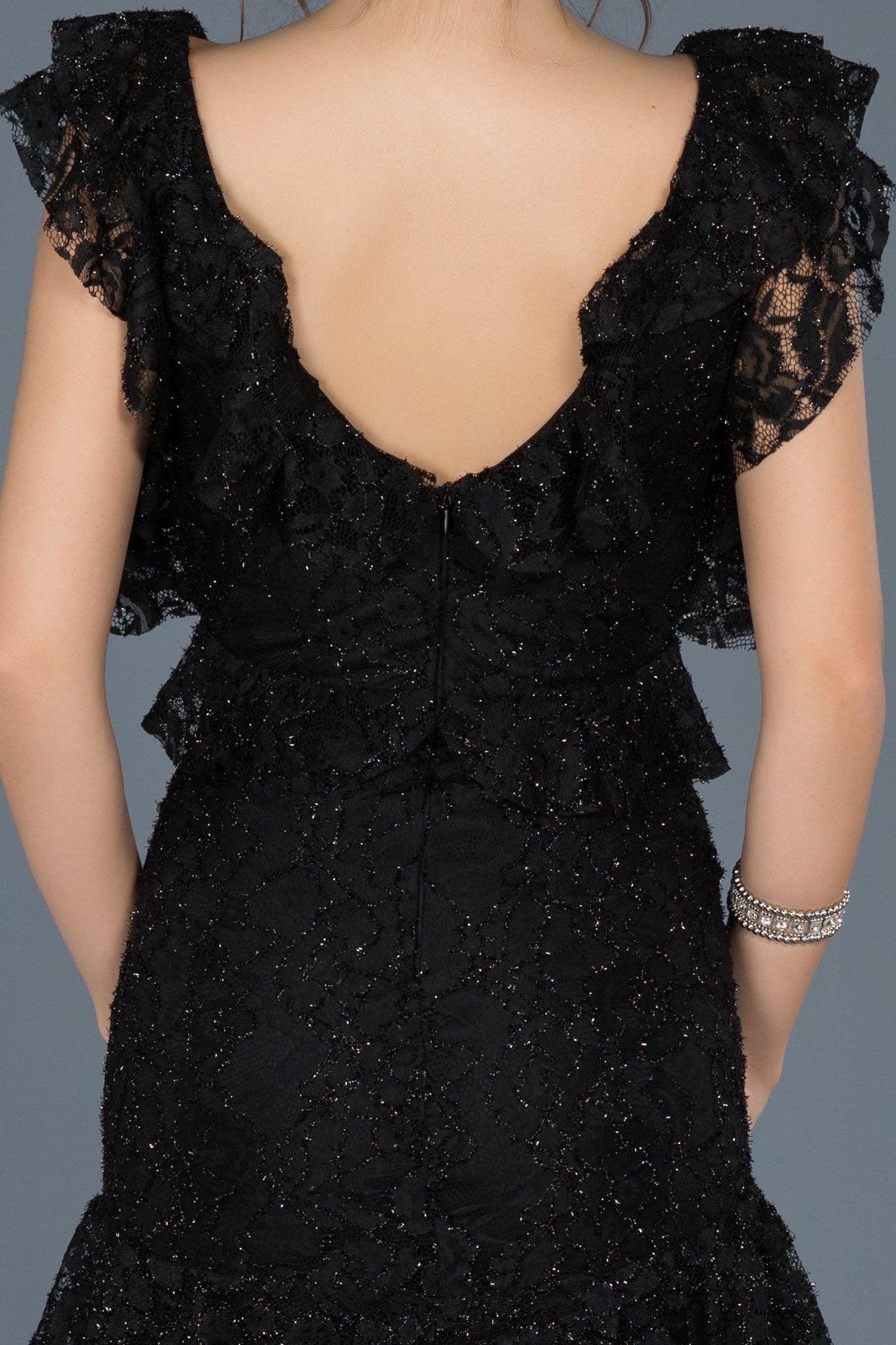 Black Long Back Low-cut Fish Evening Dress ABU627