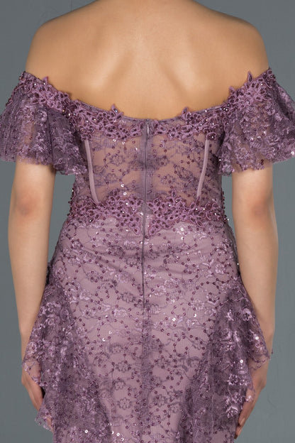 17046 lavender rose transparent corset lace dress