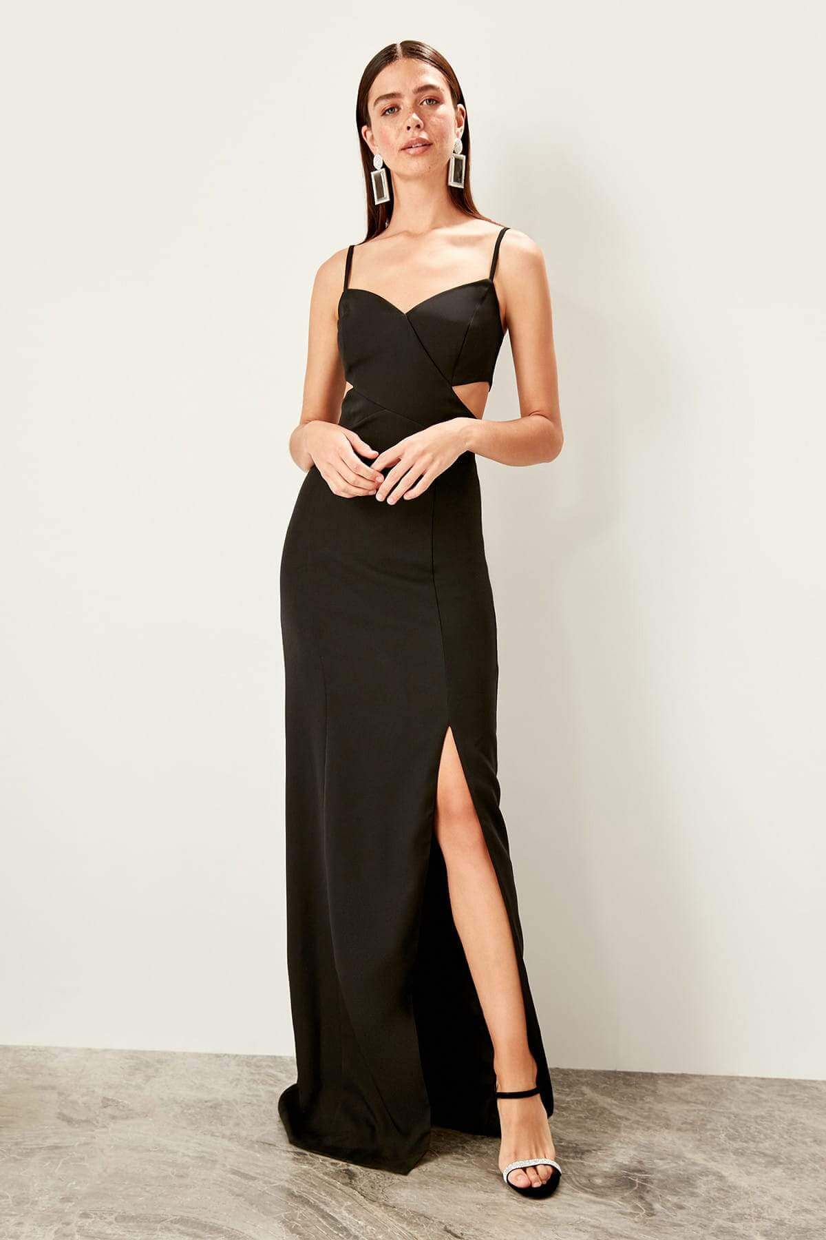 5054 Black Cut-Out Slit Evening Dress Women Dress South Africa