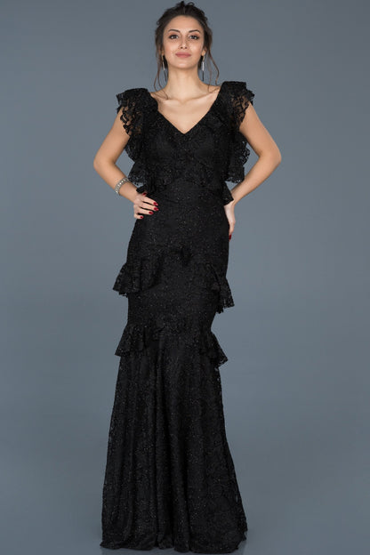  Black Long Back Low-cut Fish Evening Dress ABU627 