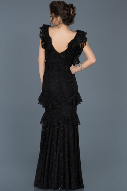  Black Long Back Low-cut Fish Evening Dress ABU627 