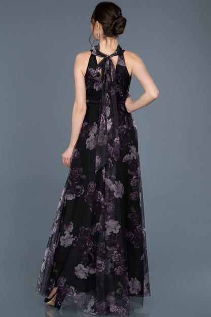  Purple Long Floral Evening Dress Gown ABU674 