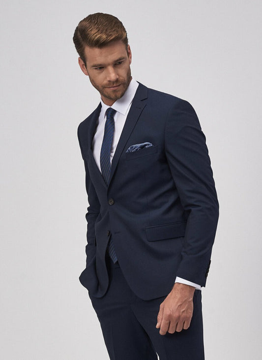 18758 Navy Blue Slim Fit Plain Suit