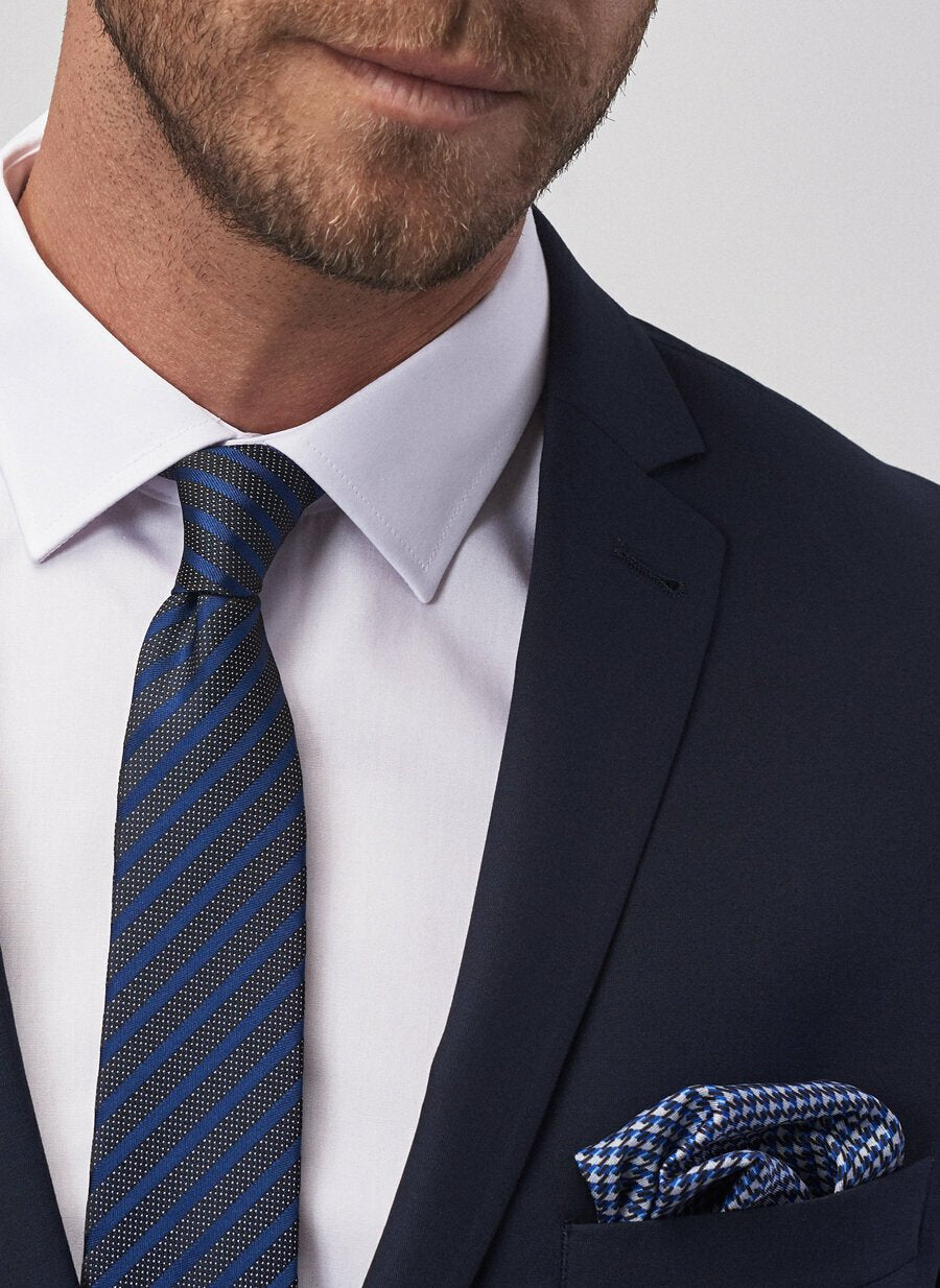 18758 Navy Blue Slim Fit Plain Suit