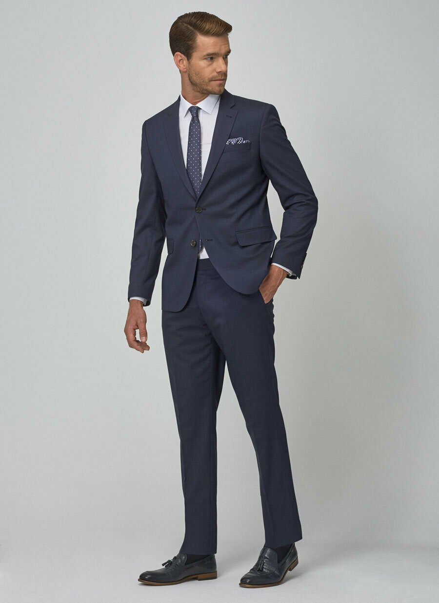 18754 Navy Regular Fit Plain Suit