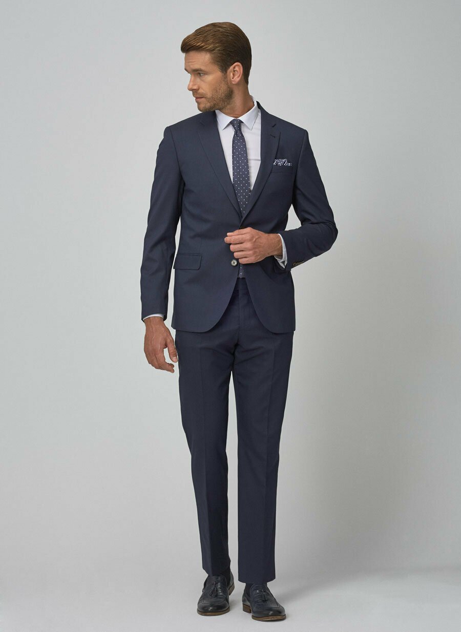 18754 Navy Regular Fit Plain Suit