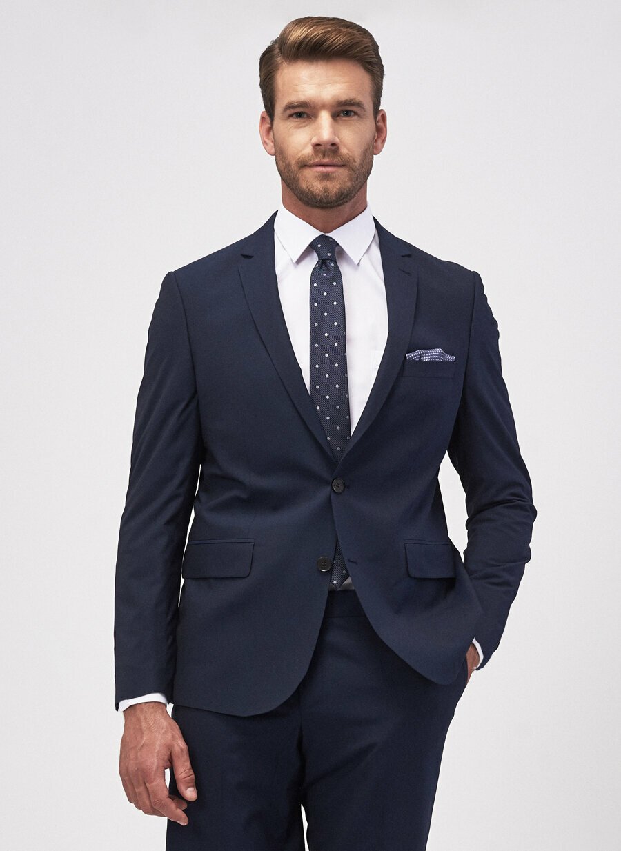 18757 Navy Regular Fit Plain Suit