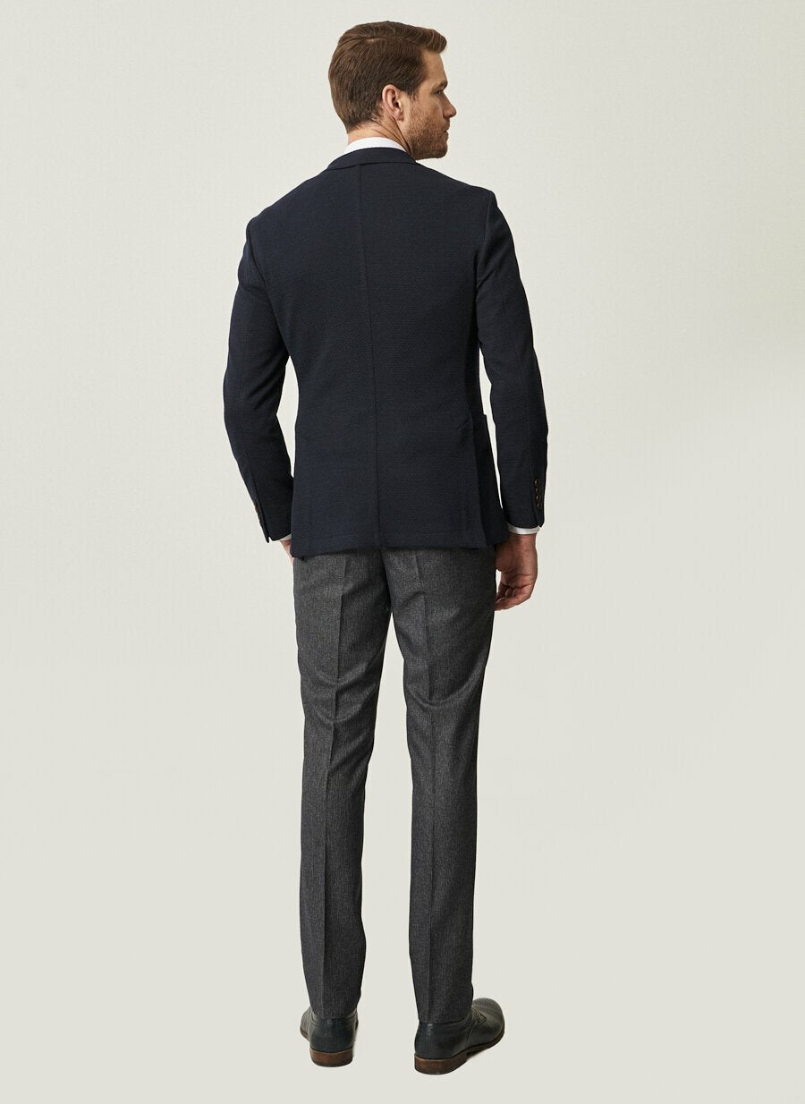 18815 Navy Slim Fit Patterned 3 Piece Suit