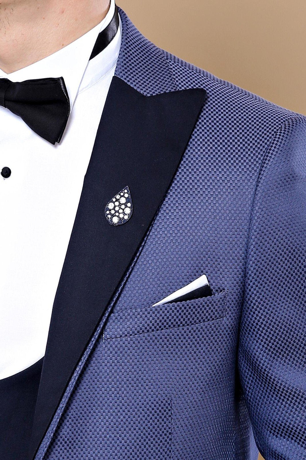 4447 Navy Blue Self-Patterned Tuxedo