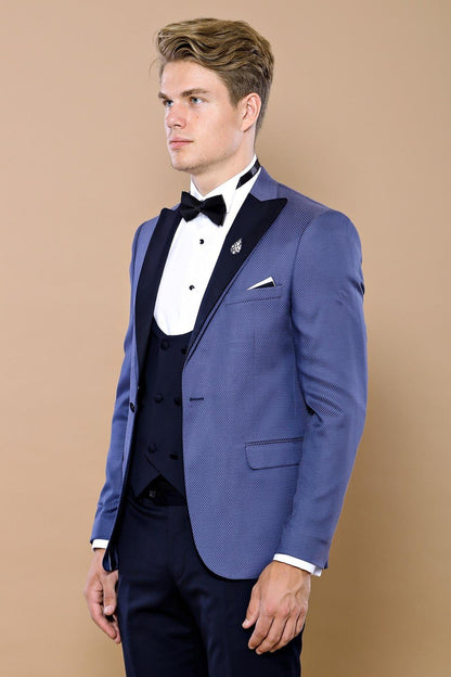 4447 Navy Blue Self-Patterned Tuxedo