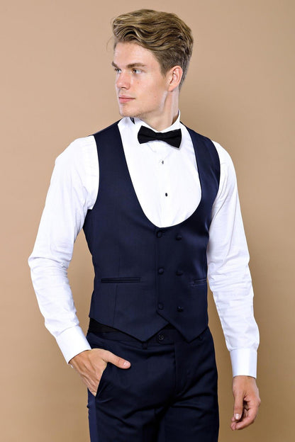 4447 Navy Blue Self-Patterned Tuxedo