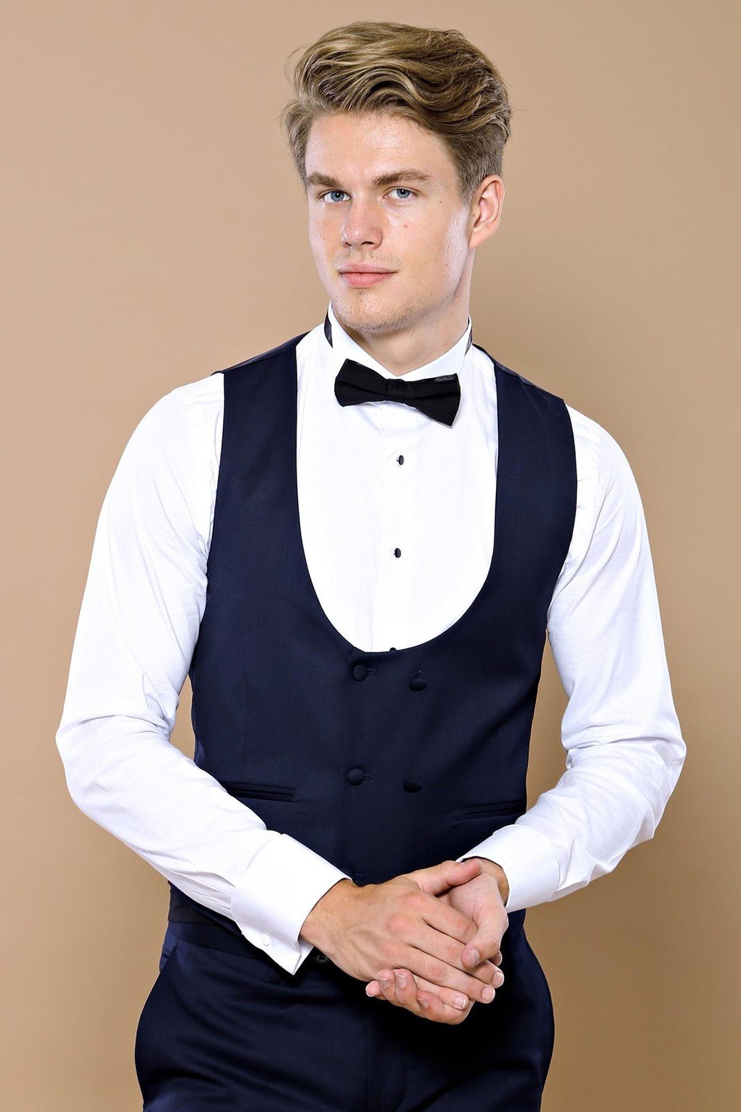 4447 Navy Blue Self-Patterned Tuxedo