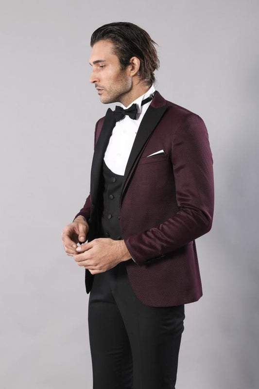 4319 Burgundy Patterned Tuxedo