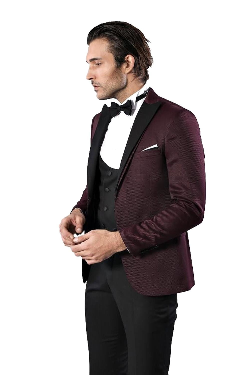 4319 Burgundy Patterned Tuxedo