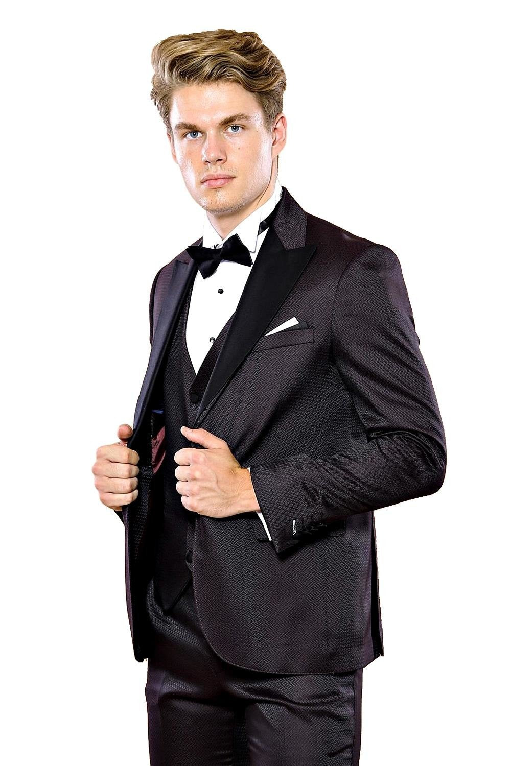 4535 Burgundy Self-Patterned Tuxedo