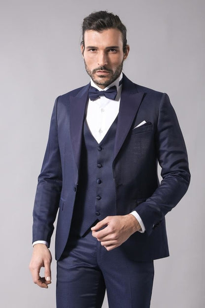 4398 Blue Self-Patterned Tuxedo