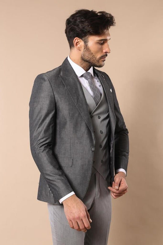 4344 Grey Check Combine Suit