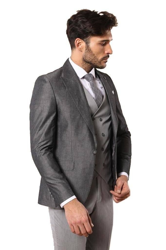 4344 Grey Check Combine Suit