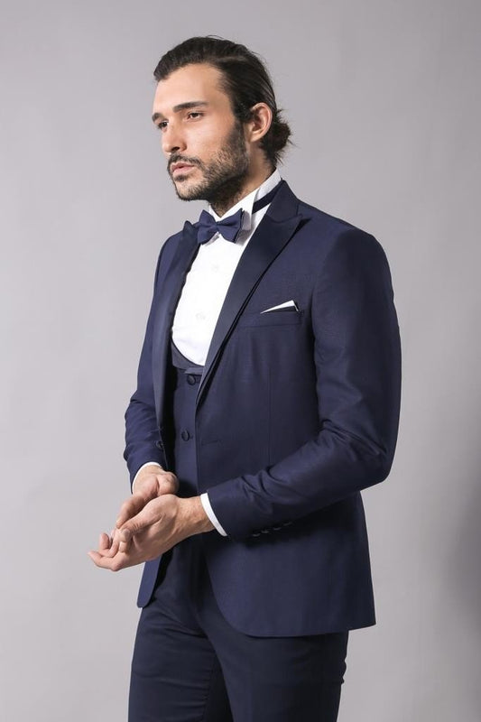 4413 Blue Self-Patterned Tuxedo