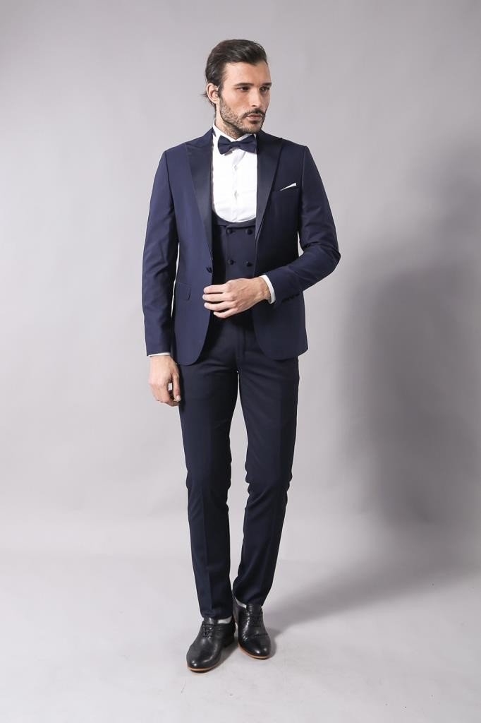 4413 Blue Self-Patterned Tuxedo