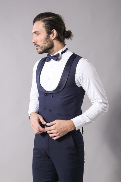 4413 Blue Self-Patterned Tuxedo