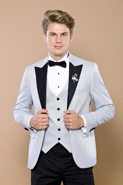 4426 Grey Self-Patterned Tuxedo