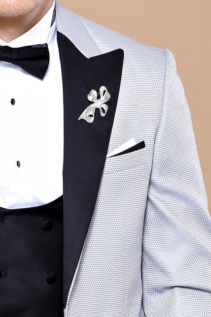 4416 Grey-Black Dot Patterned Tuxedo