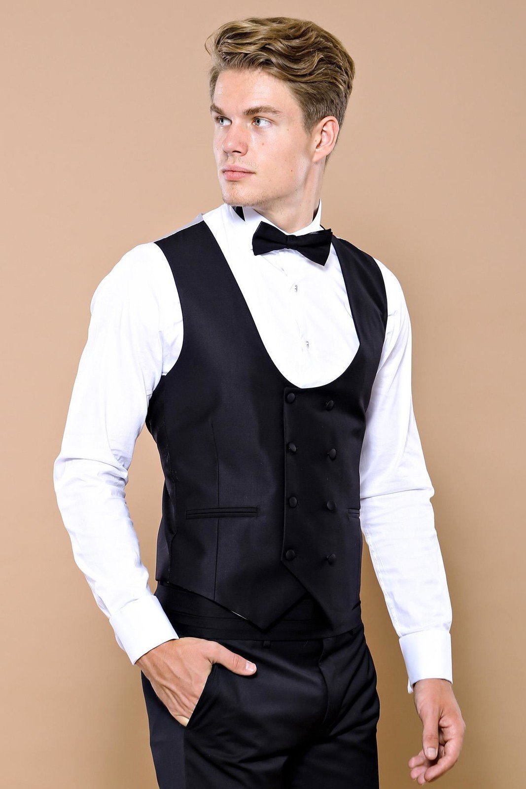 4416 Grey-Black Dot Patterned Tuxedo