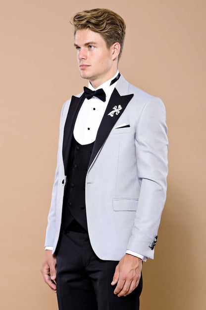 4416 Grey-Black Dot Patterned Tuxedo