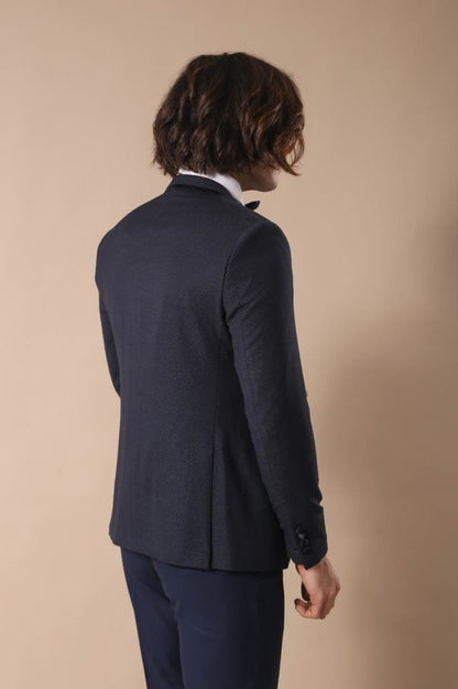 4362 Navy Blue Dot Patterned Tuxedo