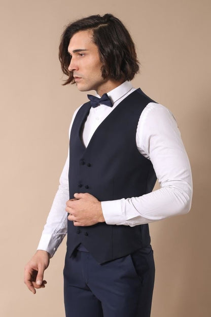 4362 Navy Blue Dot Patterned Tuxedo