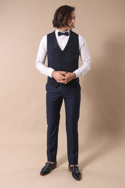 4362 Navy Blue Dot Patterned Tuxedo