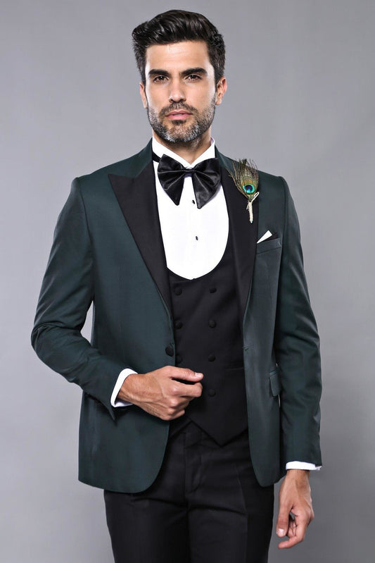 4400 Green-Black Dot Patterned Tuxedo