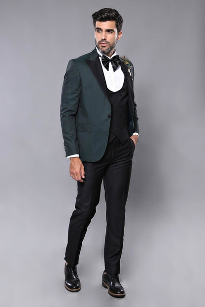 4400 Green-Black Dot Patterned Tuxedo