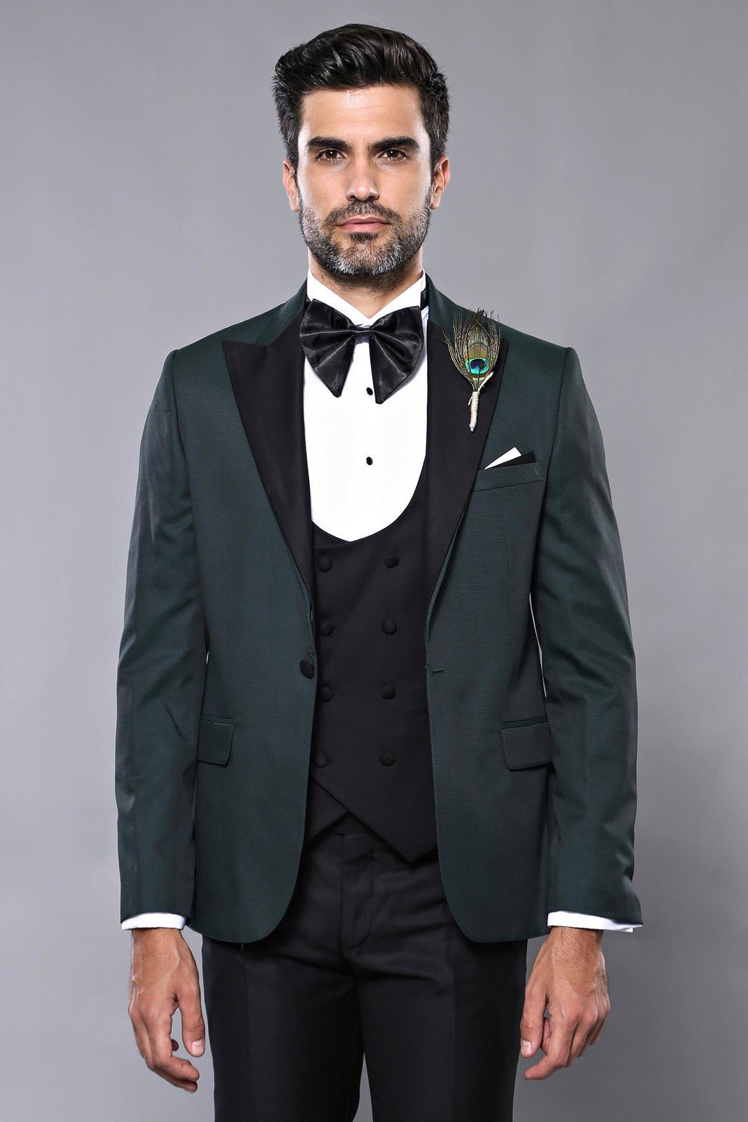 4400 Green-Black Dot Patterned Tuxedo