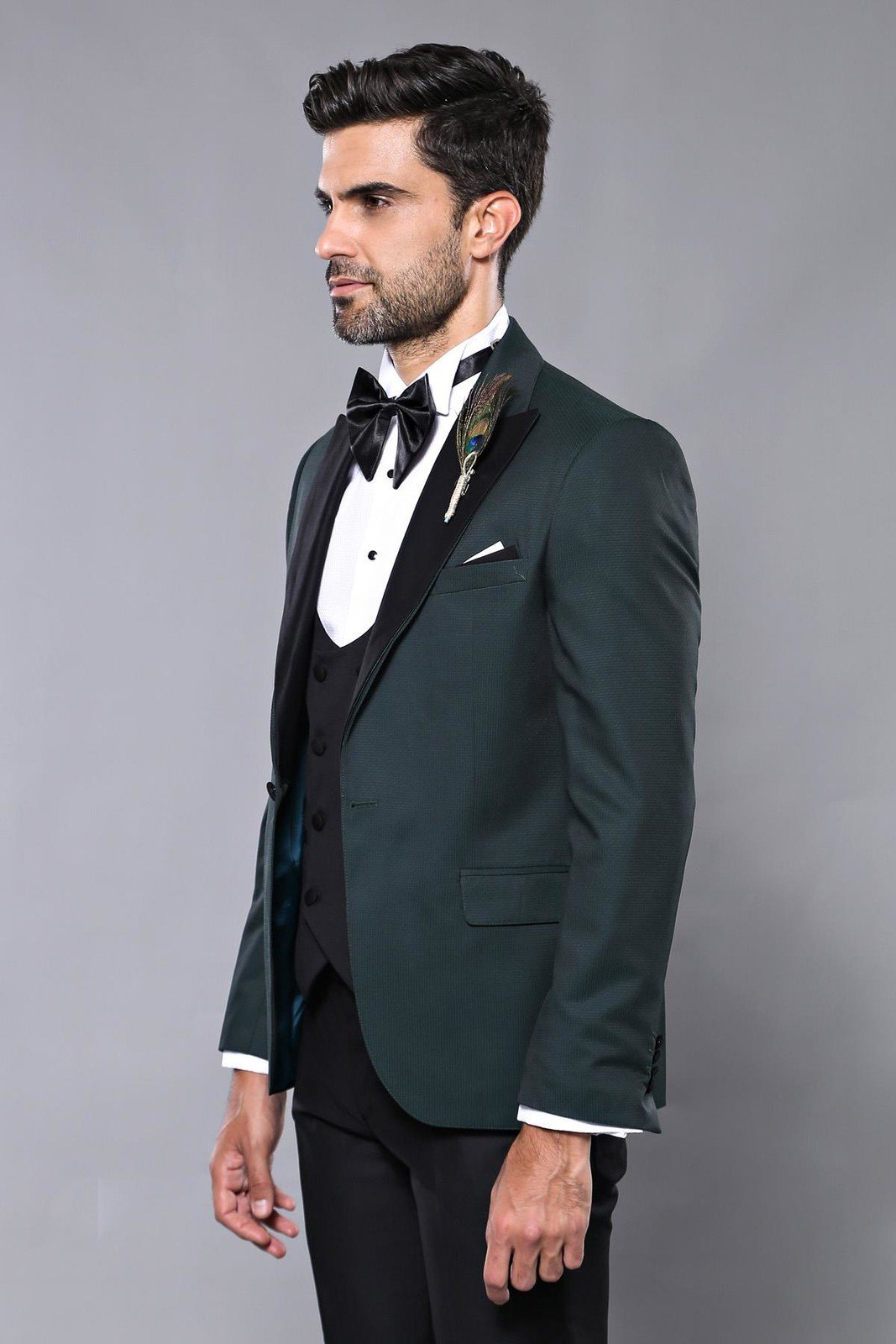 4400 Green-Black Dot Patterned Tuxedo