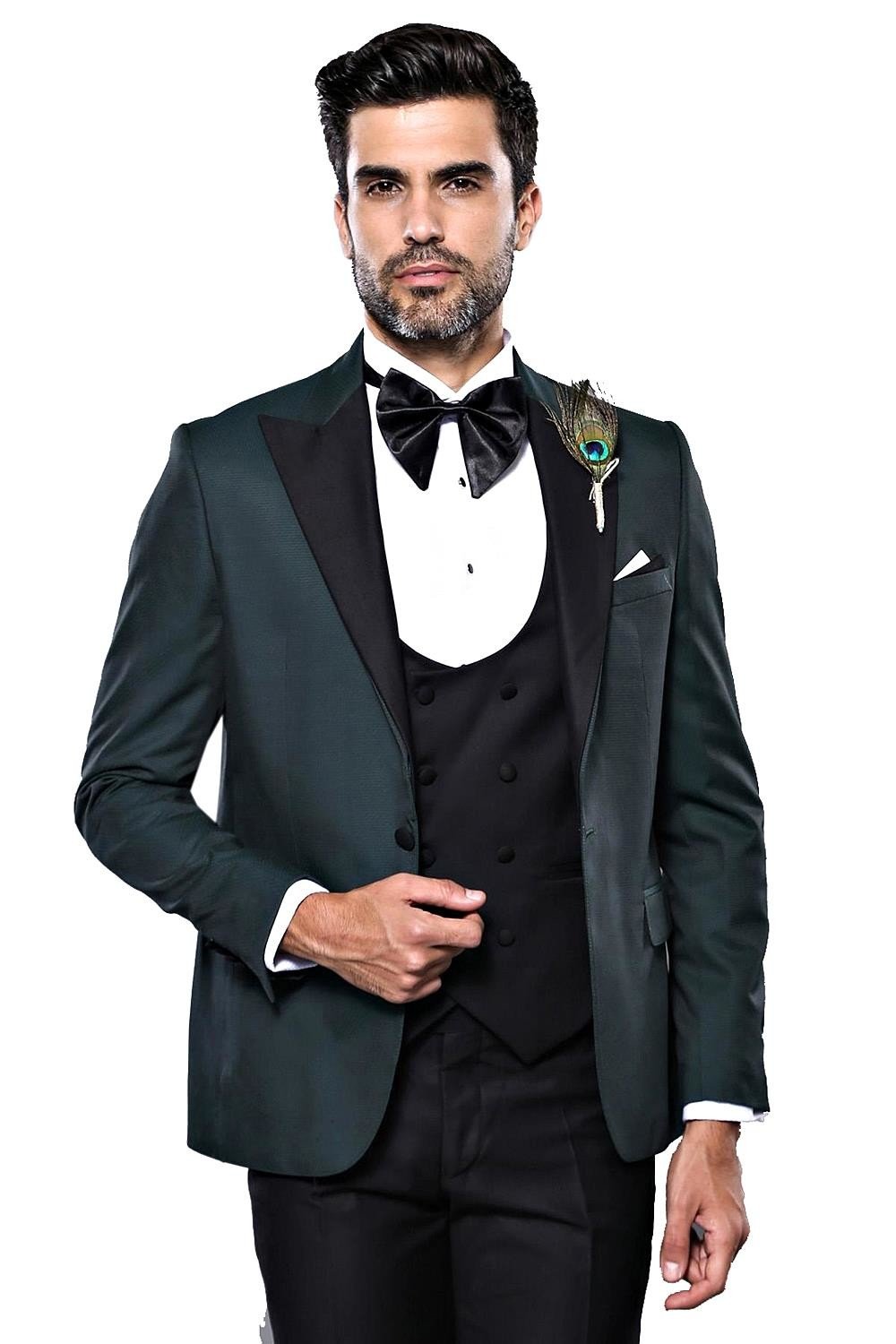 4400 Green-Black Dot Patterned Tuxedo