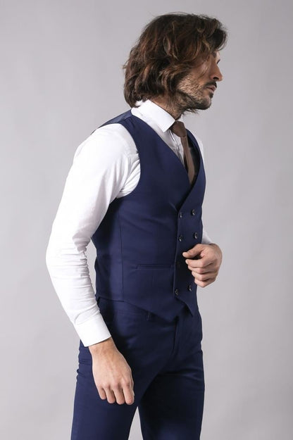 4306 Navy Blue-Purple Self-Patterned Waistcoat Suit