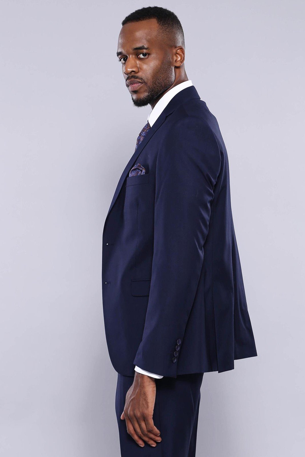 4292 Navy Blue Self-Patterned Waistcoat Suit