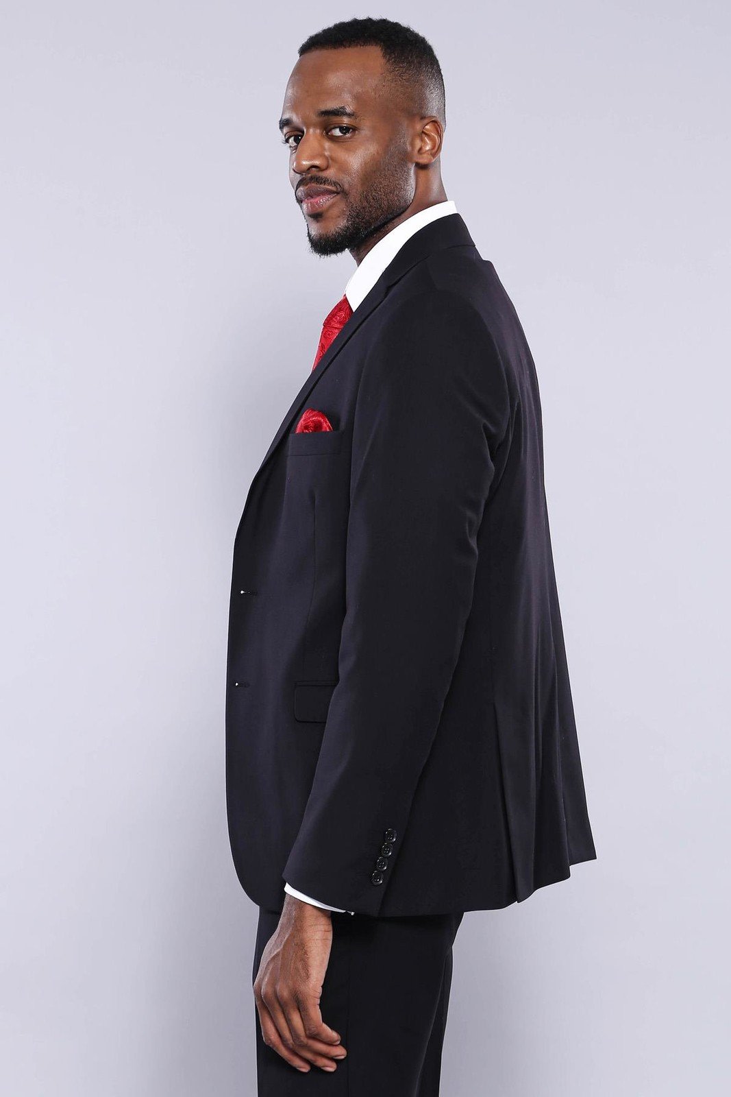 4429 Black Plain Waistcoat Suit